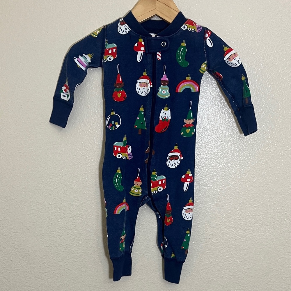 Hanna Andersson Navy Holiday Festive Organic Cotton One Piece Pajamas